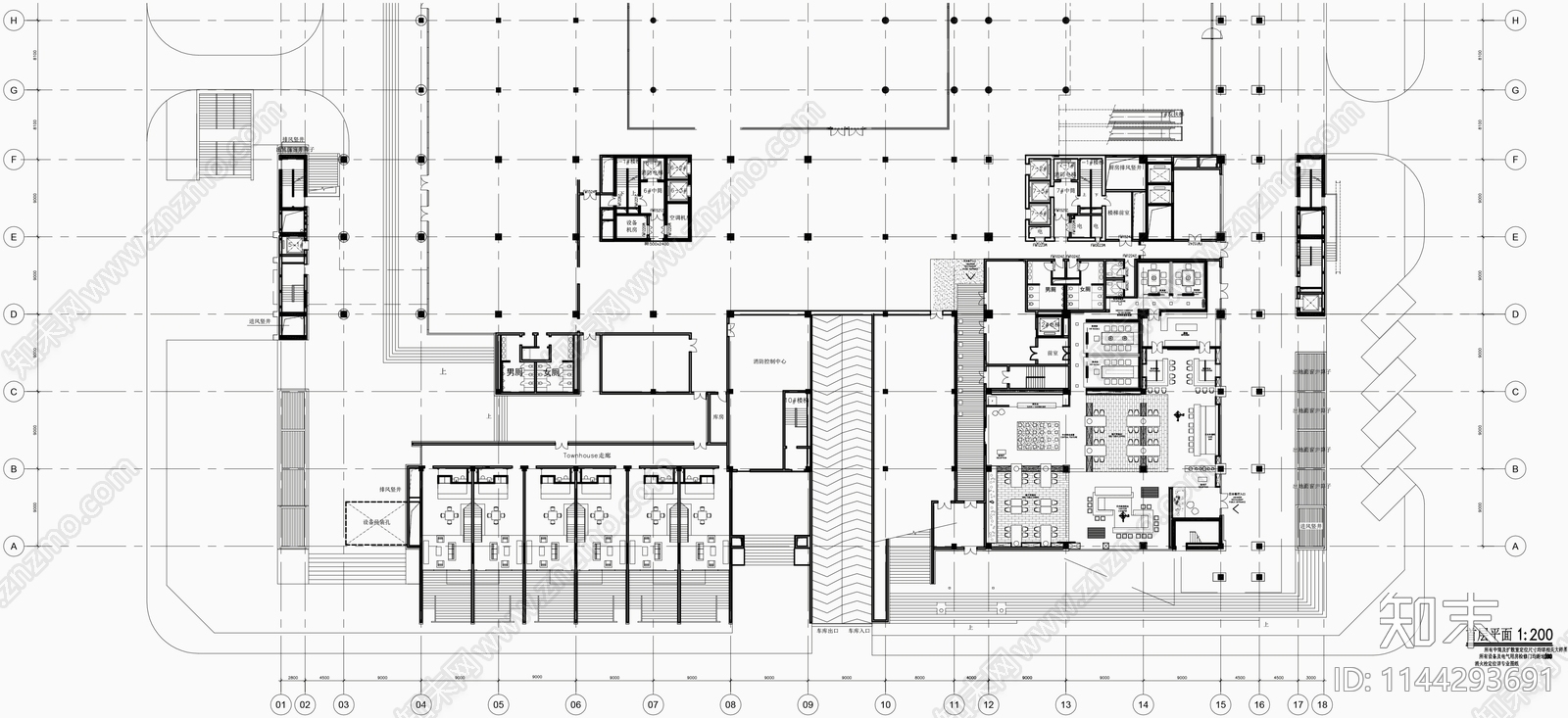 10000㎡中餐厅室内cad施工图下载【ID:1144293691】