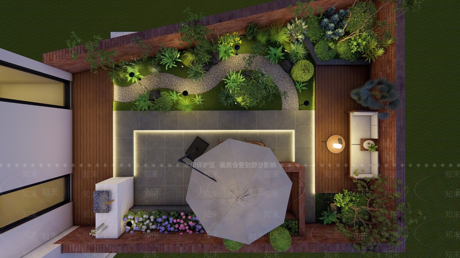 现代屋顶花园SU模型下载【ID:1144296256】