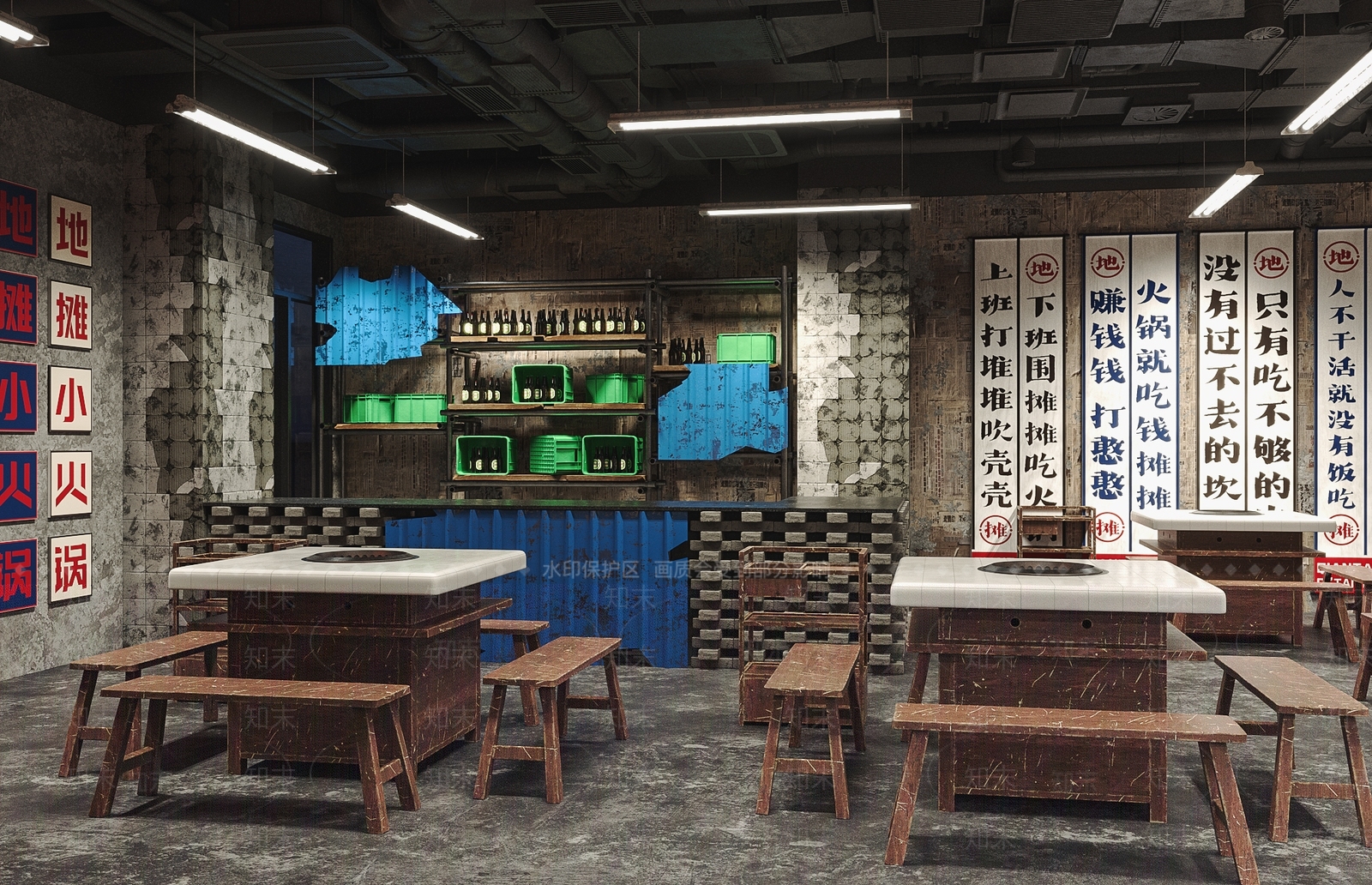 复古市井火锅店3D模型下载【ID:1144297437】