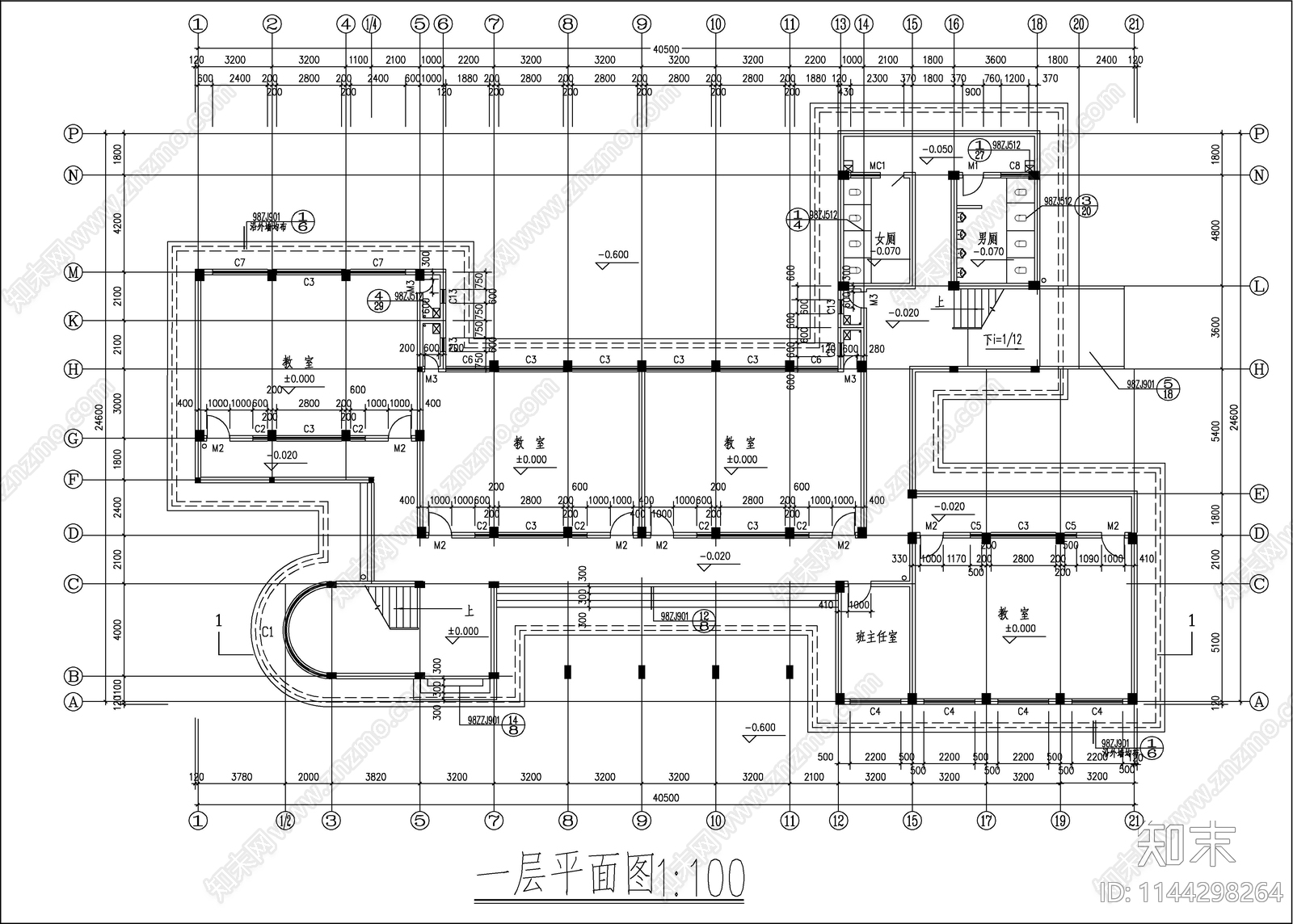 某高中教学楼建筑cad施工图下载【ID:1144298264】