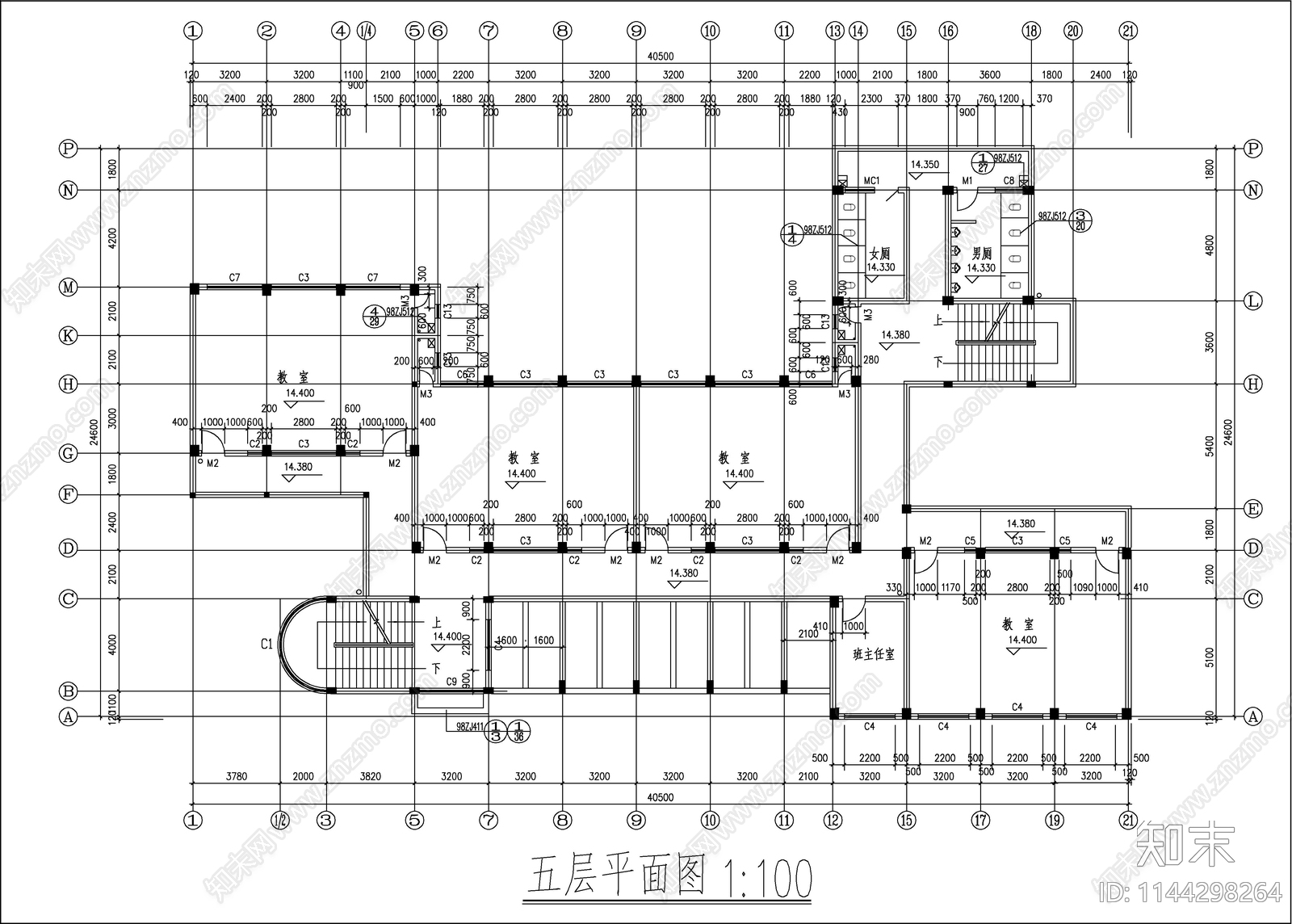 某高中教学楼建筑cad施工图下载【ID:1144298264】