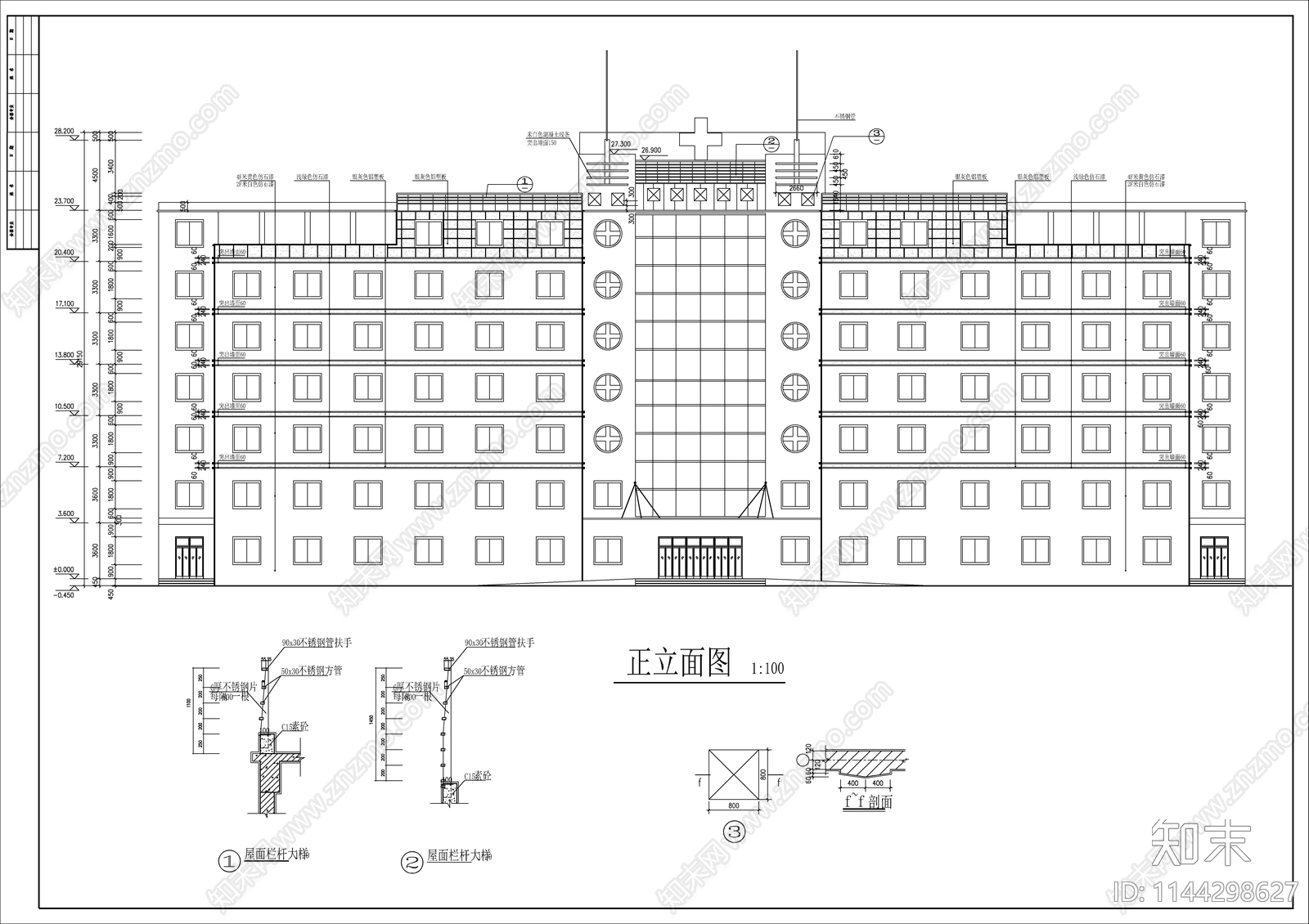 医院住院部建筑cad施工图下载【ID:1144298627】