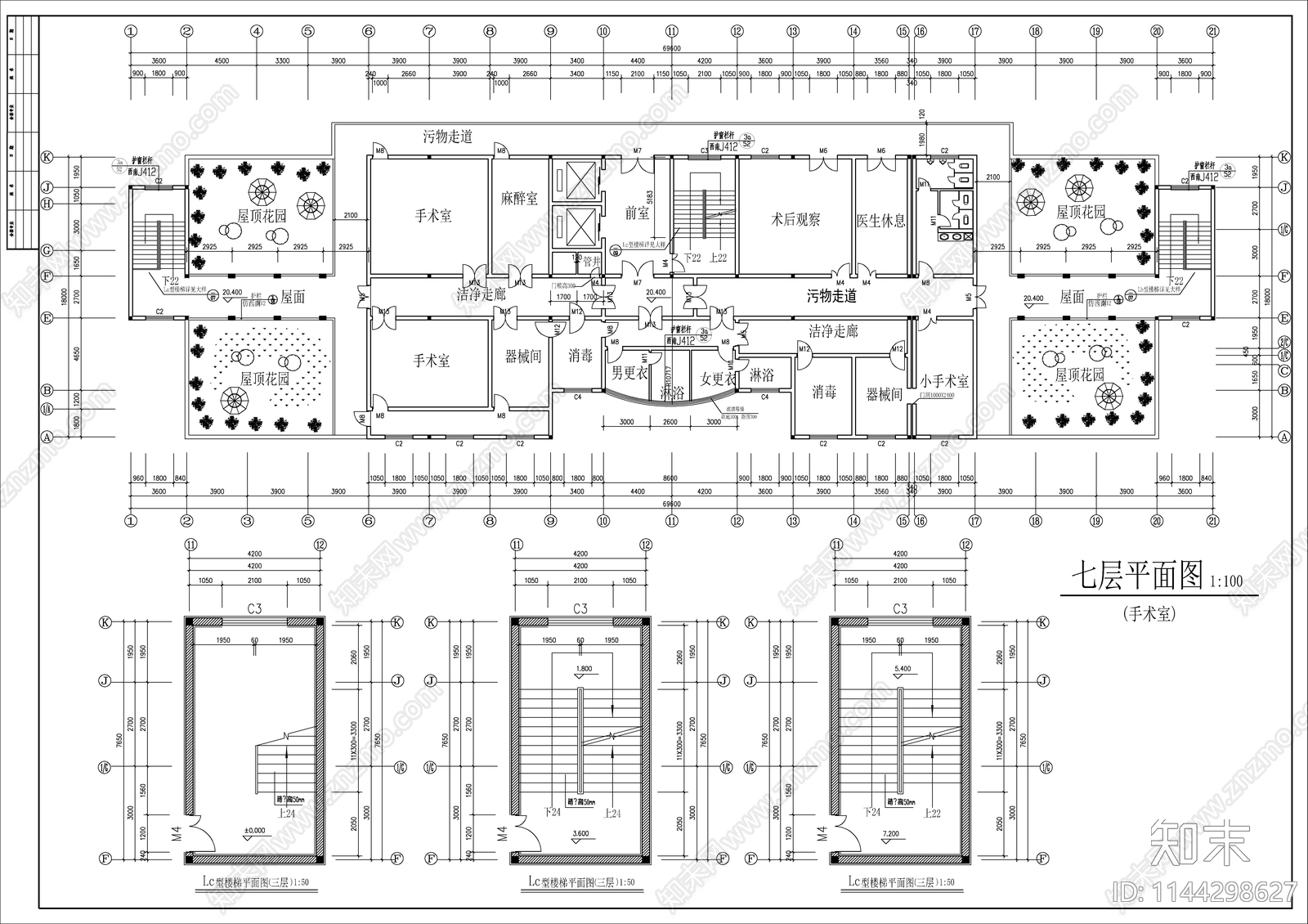 医院住院部建筑cad施工图下载【ID:1144298627】