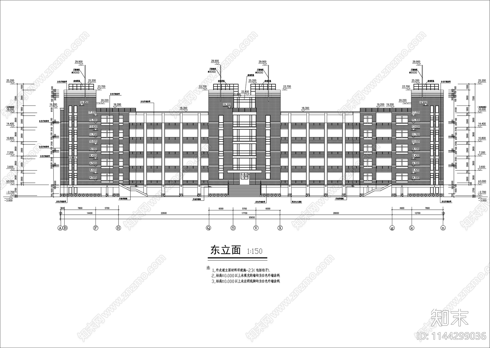 中学教学楼建筑cad施工图下载【ID:1144299036】