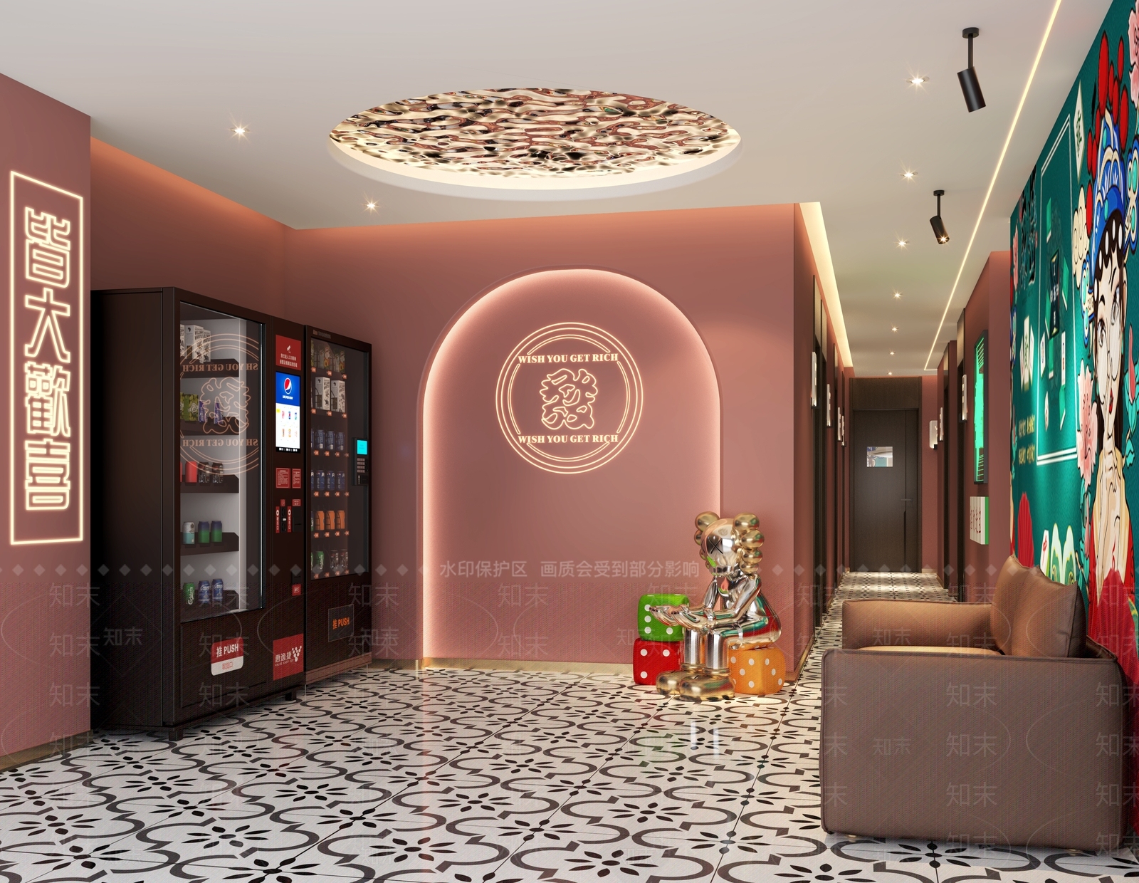 现代棋牌大厅休息区SU模型下载【ID:1144299654】