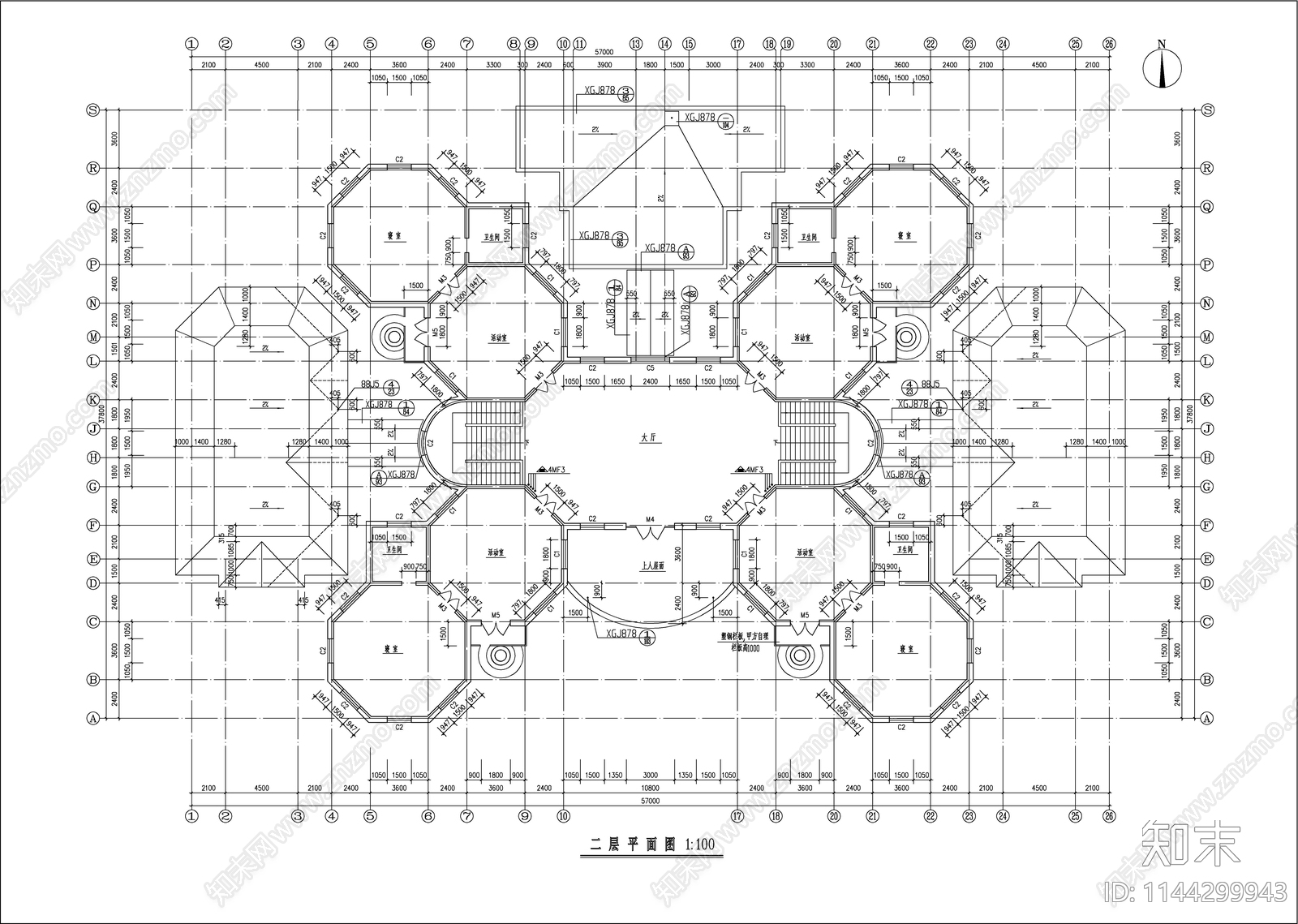 欧式幼儿园建筑cad施工图下载【ID:1144299943】