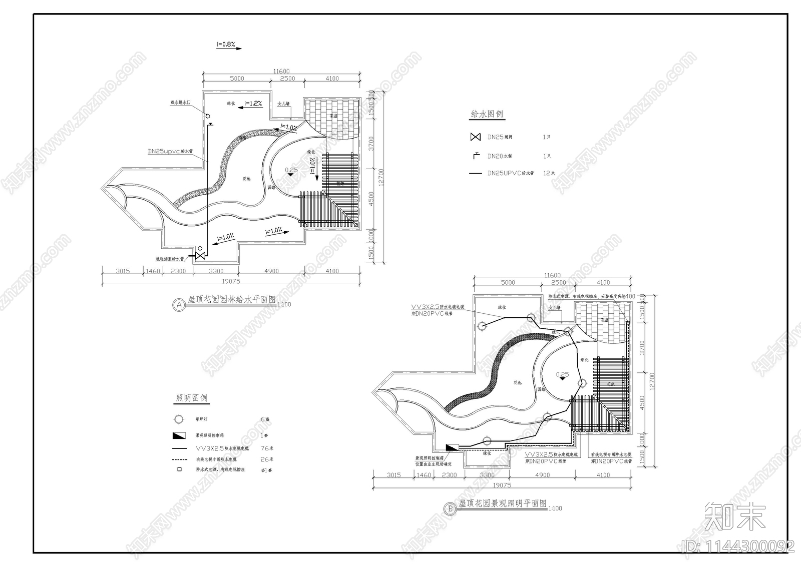 屋顶花园cad施工图下载【ID:1144300092】