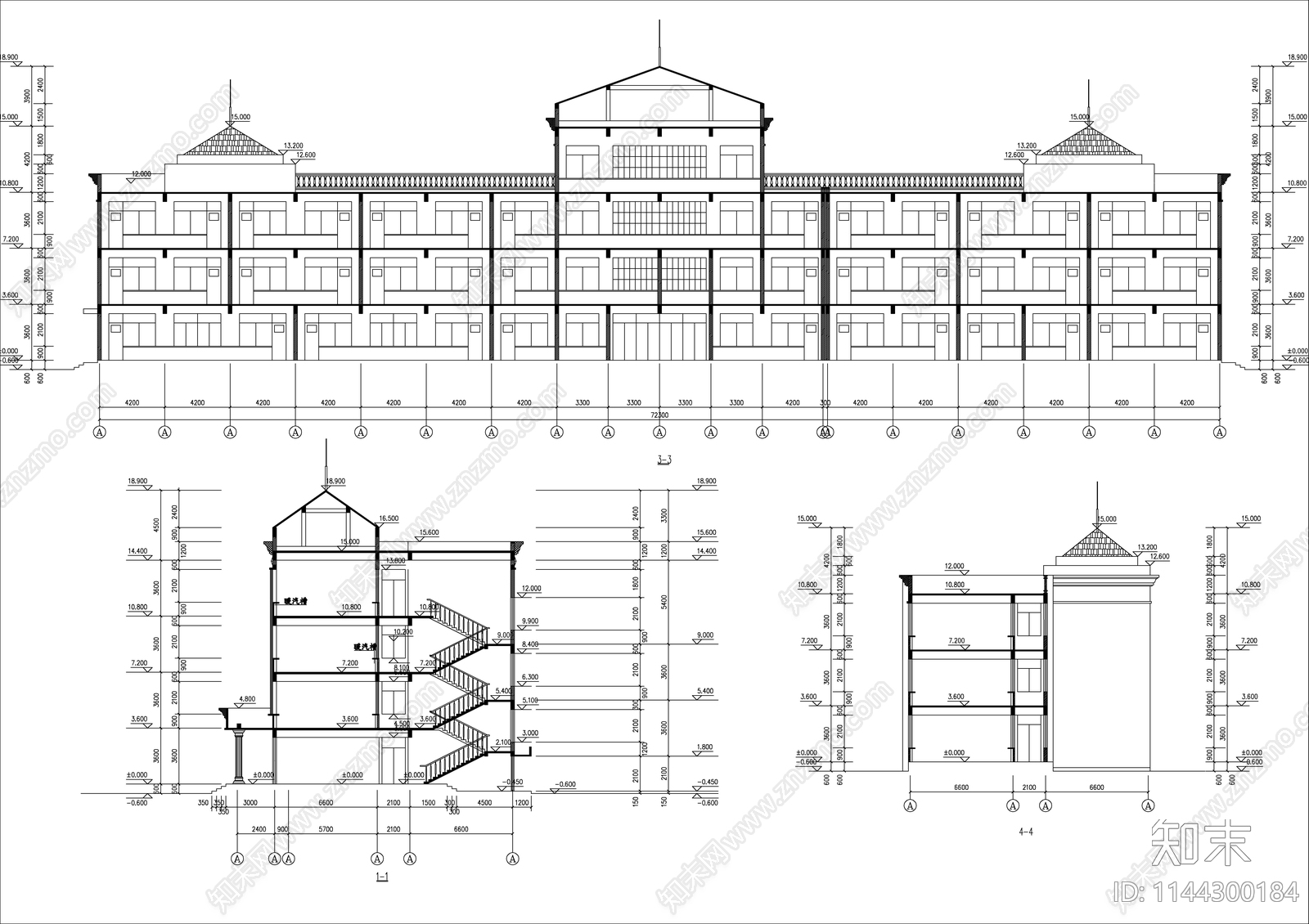 欧式小学教学综合楼建筑cad施工图下载【ID:1144300184】