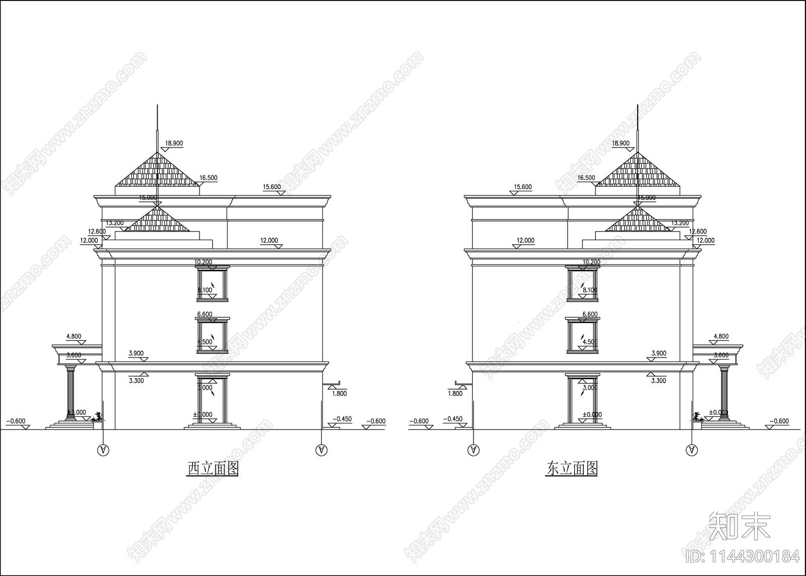 欧式小学教学综合楼建筑cad施工图下载【ID:1144300184】