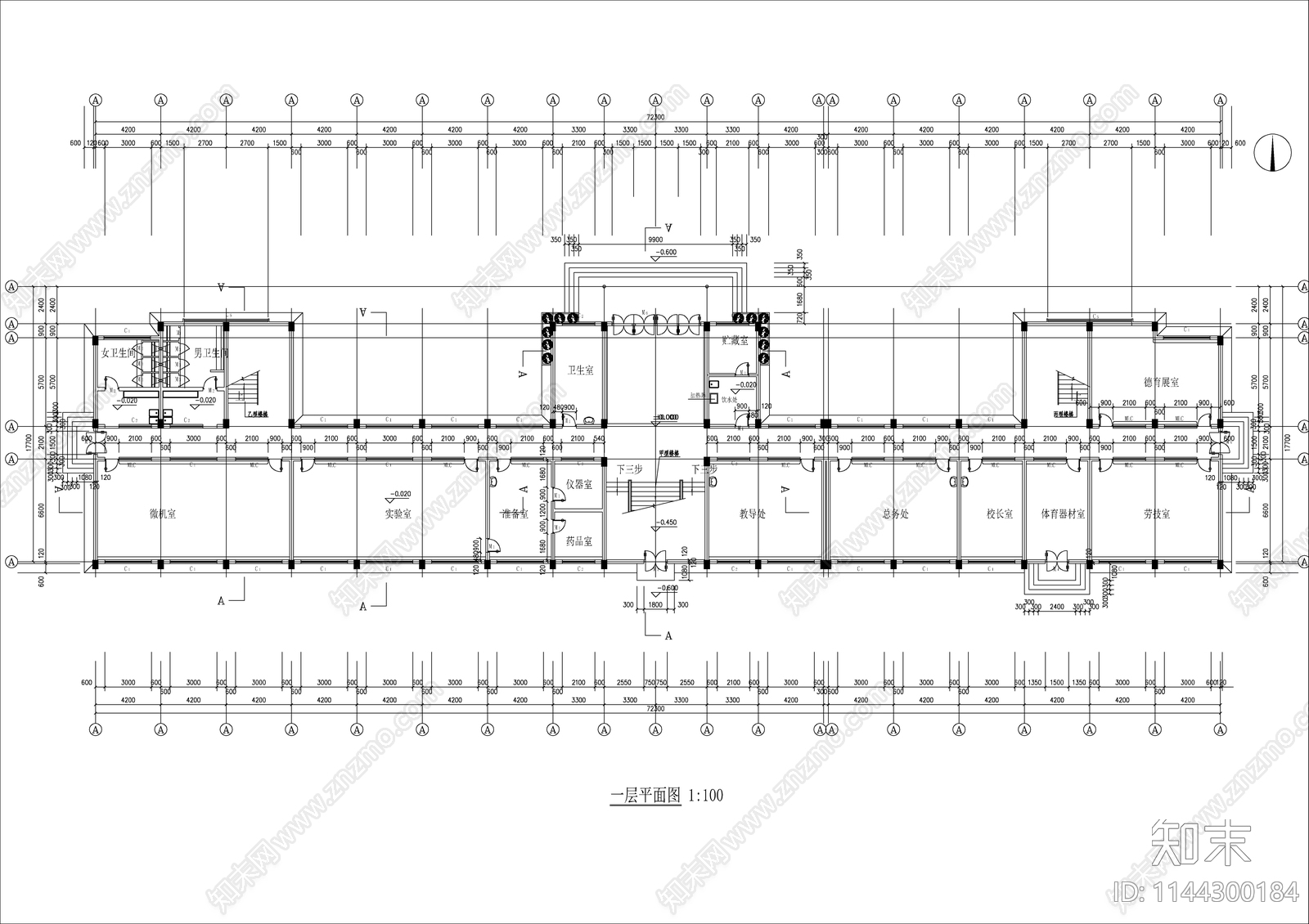 欧式小学教学综合楼建筑cad施工图下载【ID:1144300184】