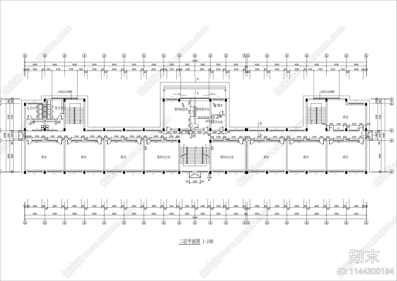 欧式小学教学综合楼建筑cad施工图下载【ID:1144300184】