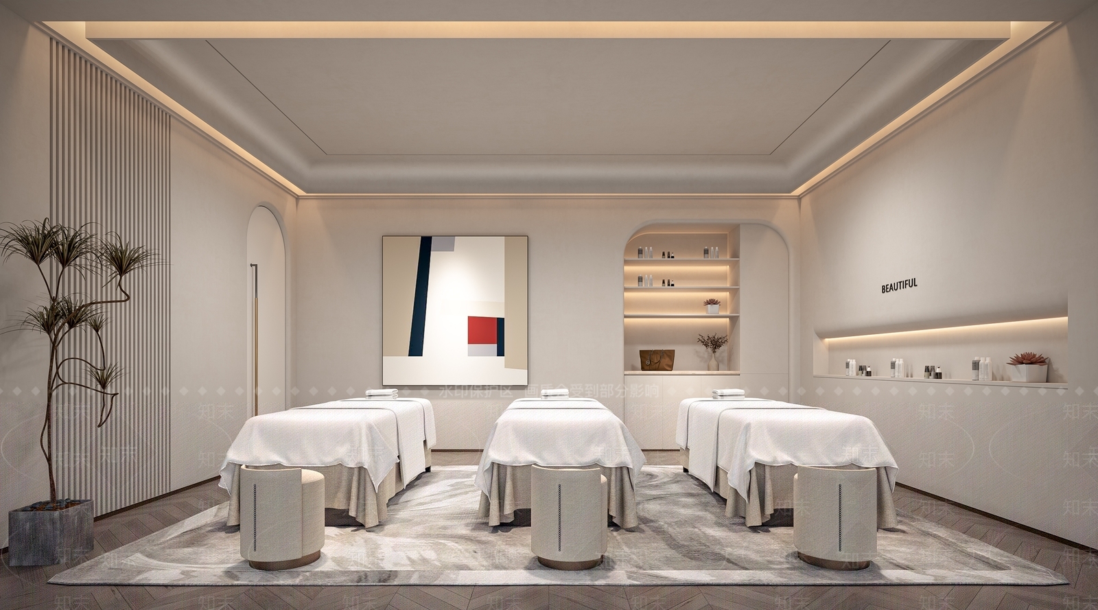 侘寂风美容SPA店3D模型下载【ID:1144300542】