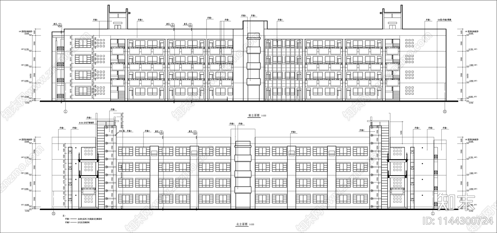 西安某大学教学楼建筑cad施工图下载【ID:1144300724】