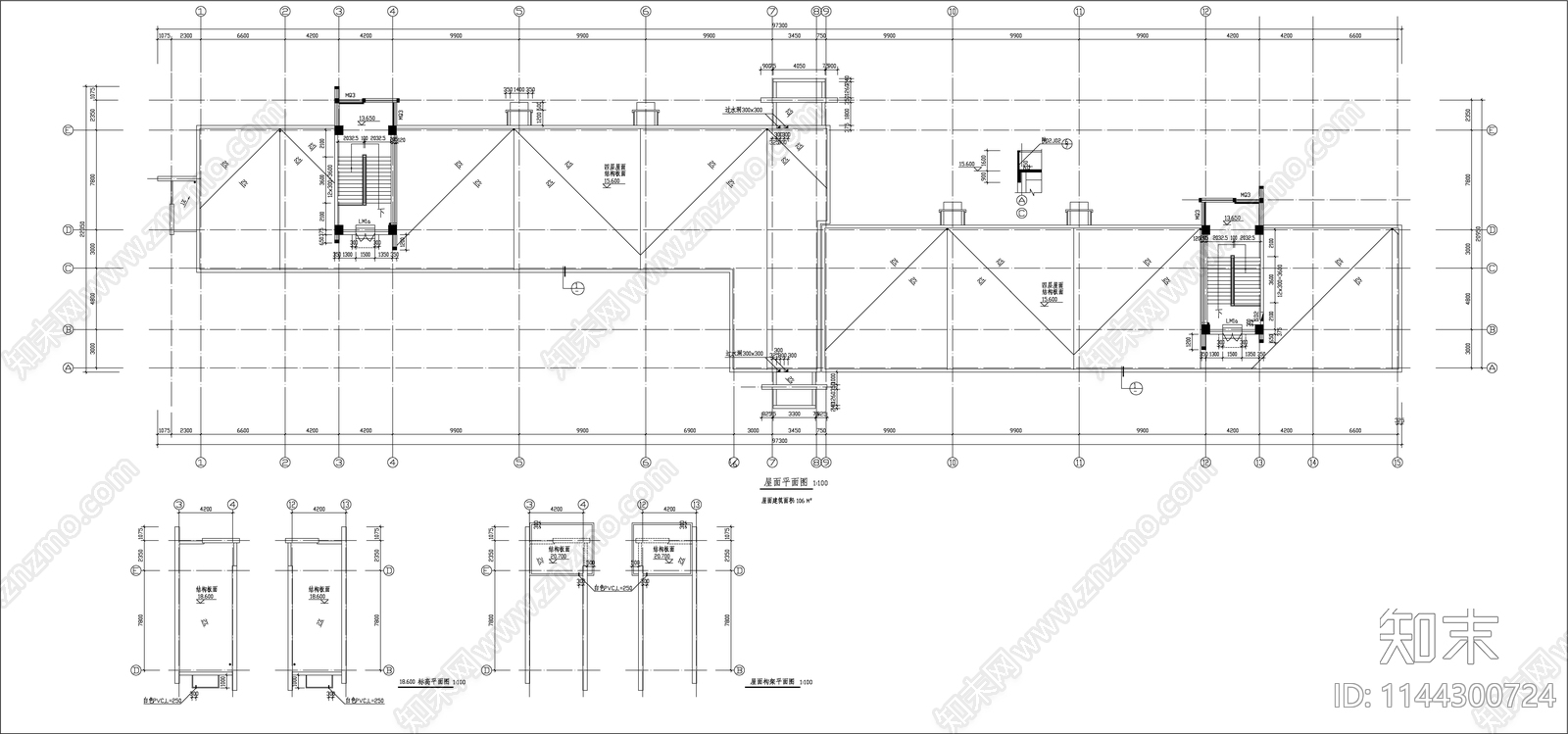 西安某大学教学楼建筑cad施工图下载【ID:1144300724】