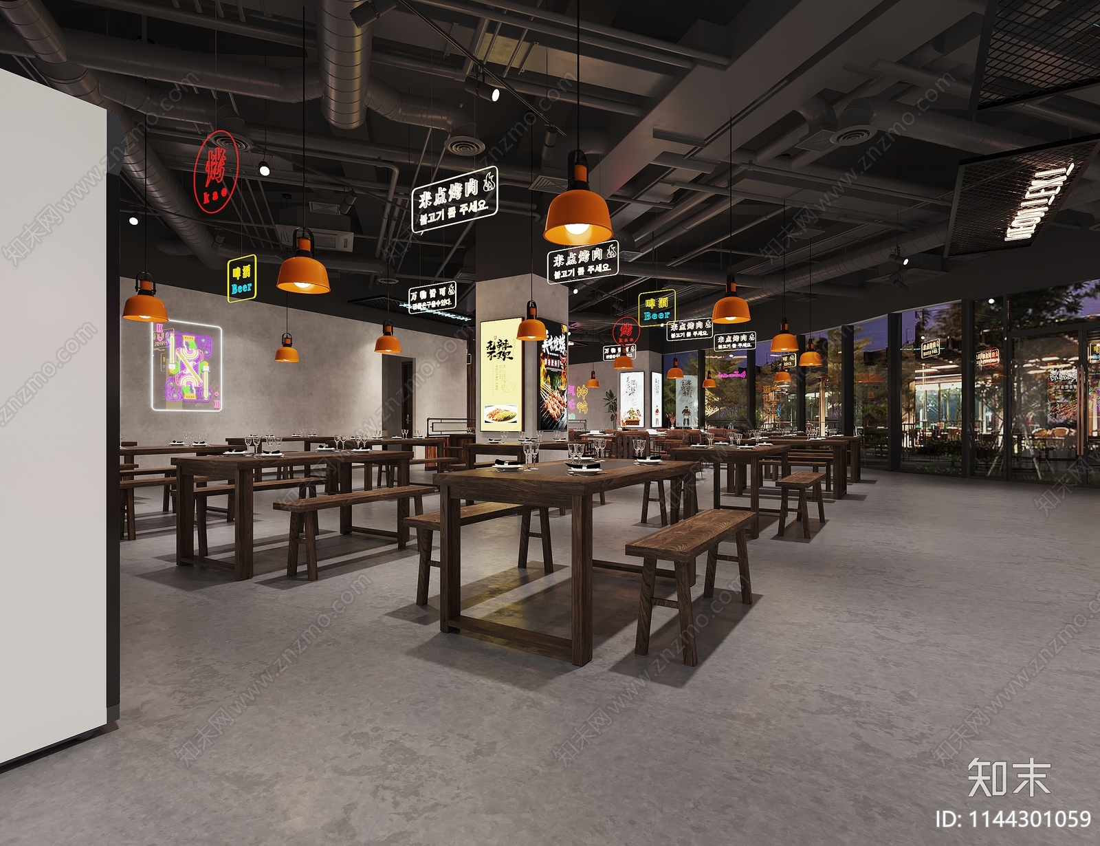 现代工业风烧烤店3D模型3D模型下载【ID:1144301059】