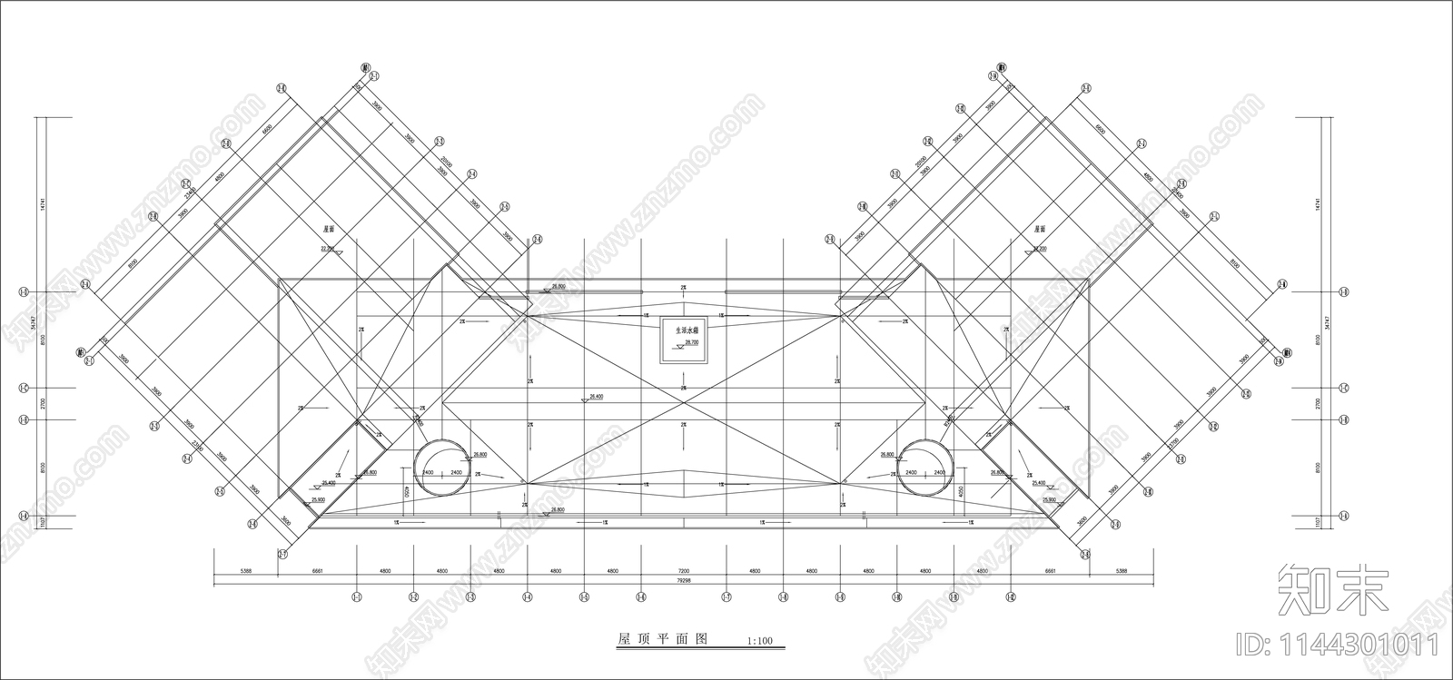 学区综合教学楼建筑cad施工图下载【ID:1144301011】