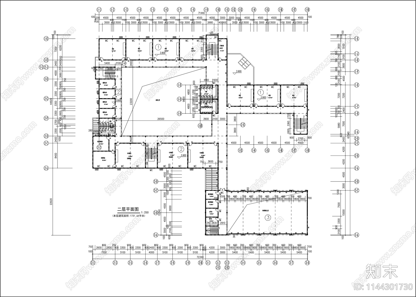 某小学教学楼建筑cad施工图下载【ID:1144301730】