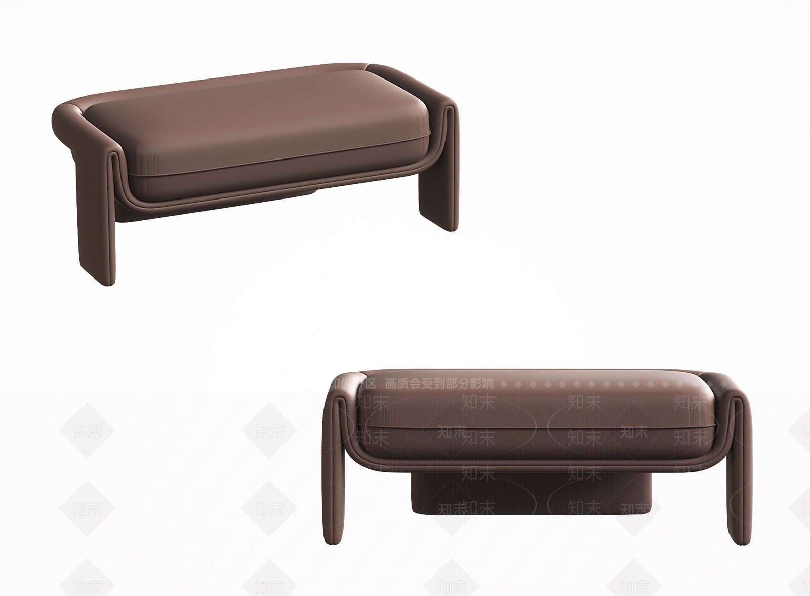 现代皮质沙发凳SU模型下载【ID:1144301654】