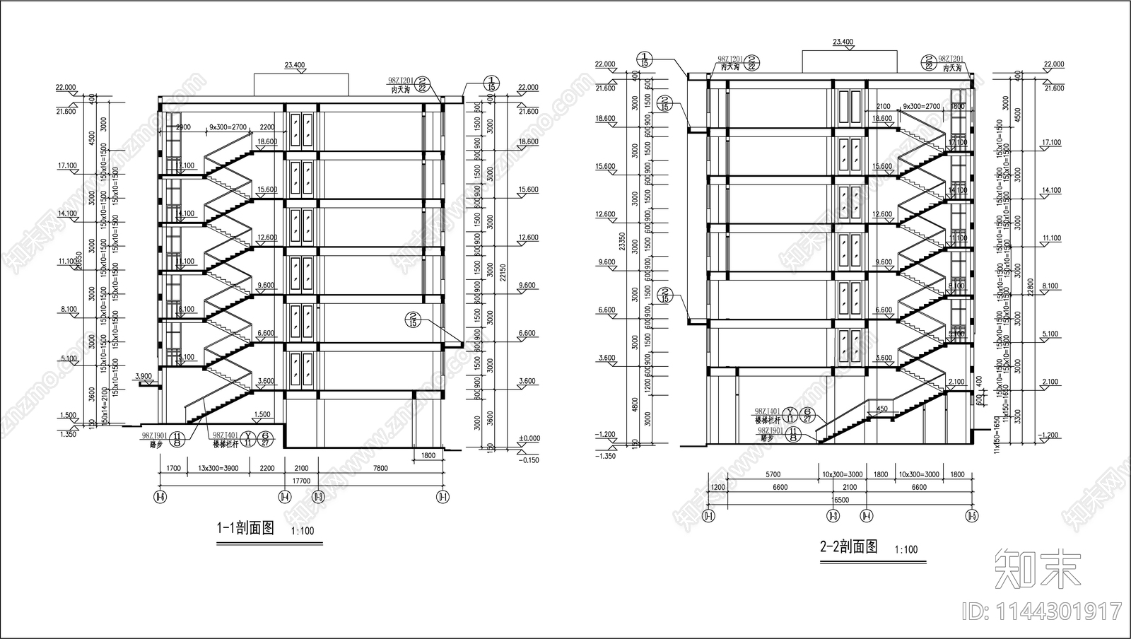 学生公寓D栋建筑cad施工图下载【ID:1144301917】