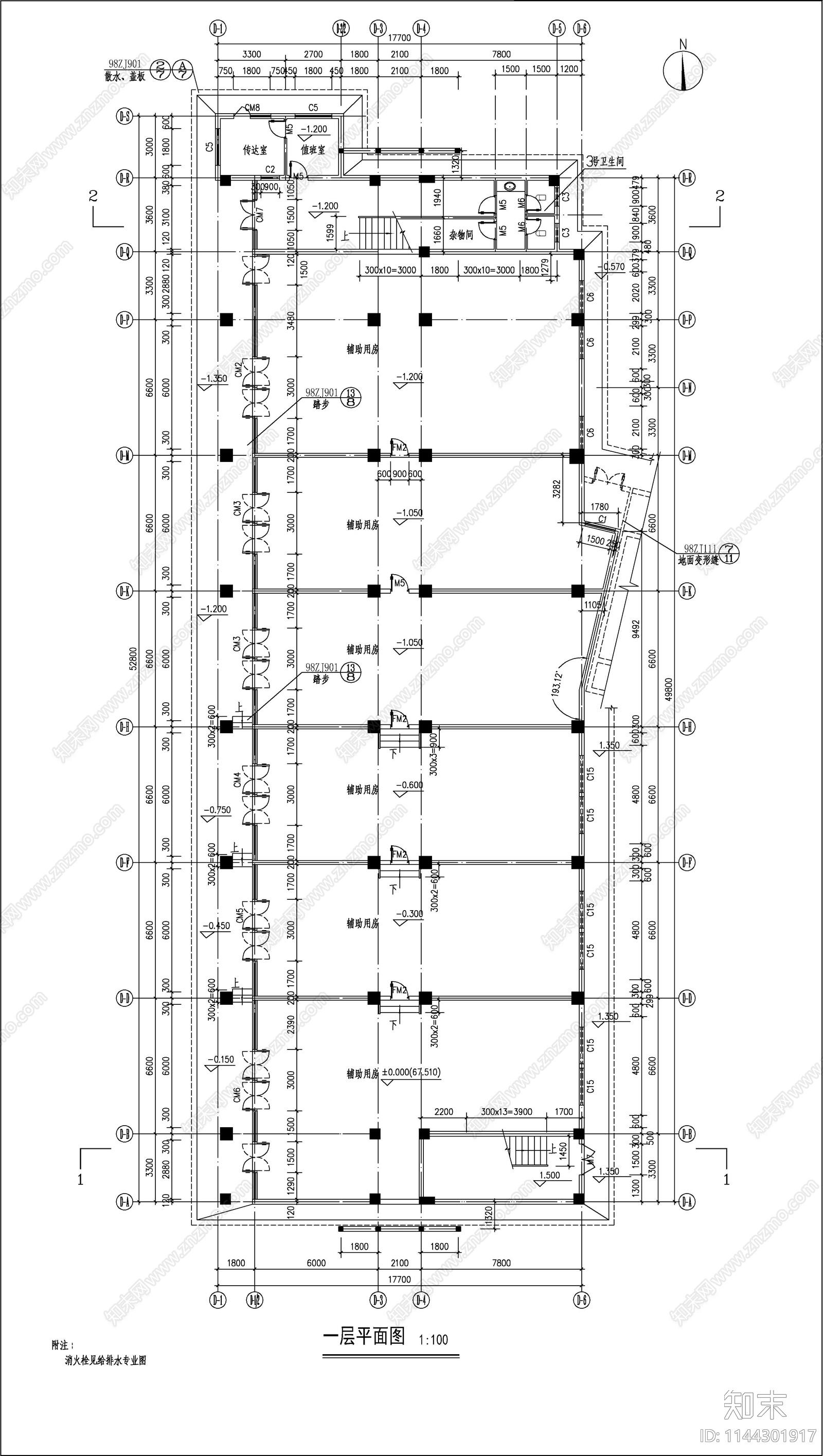 学生公寓D栋建筑cad施工图下载【ID:1144301917】