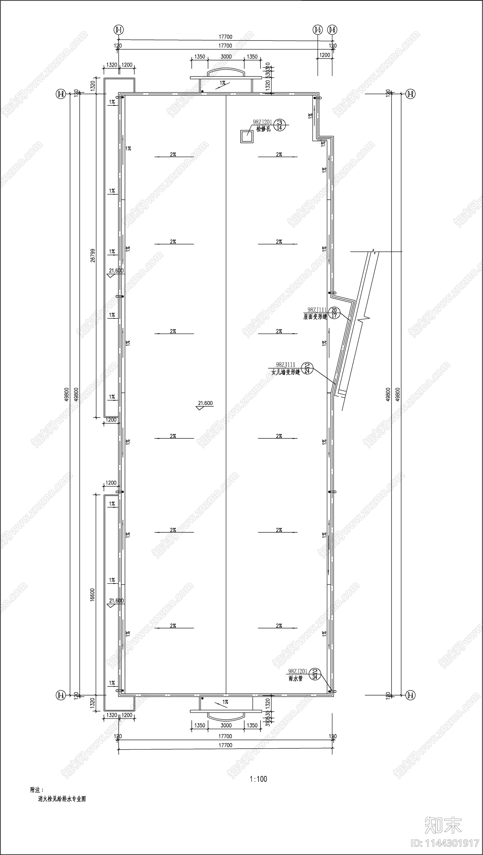 学生公寓D栋建筑cad施工图下载【ID:1144301917】