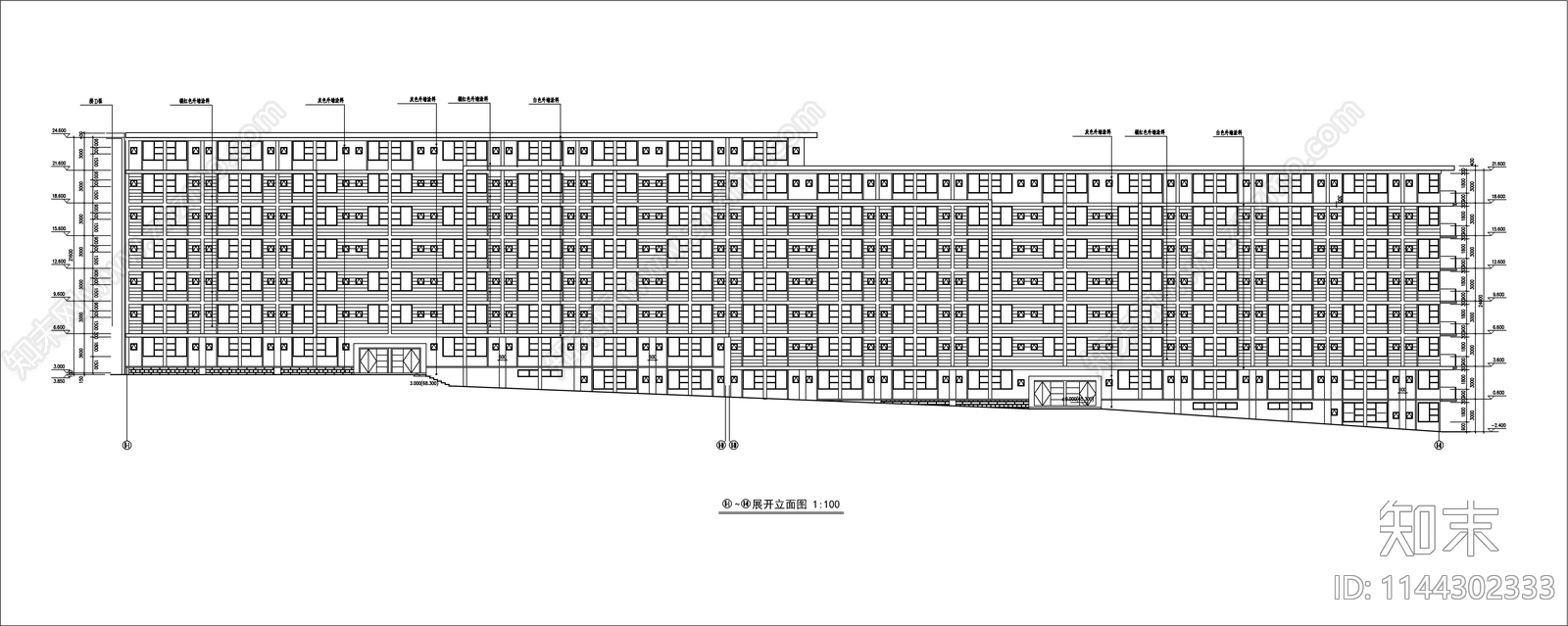 学生公寓E栋建筑cad施工图下载【ID:1144302333】