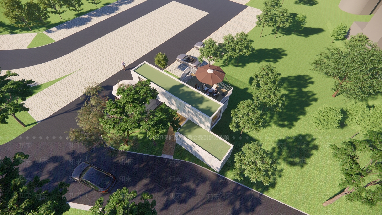 现代集装箱餐饮建筑SU模型下载【ID:1144302307】