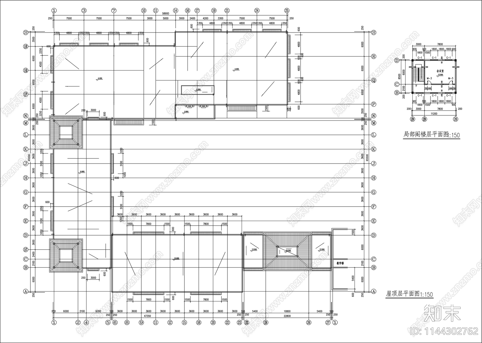 某学校建筑cad施工图下载【ID:1144302762】