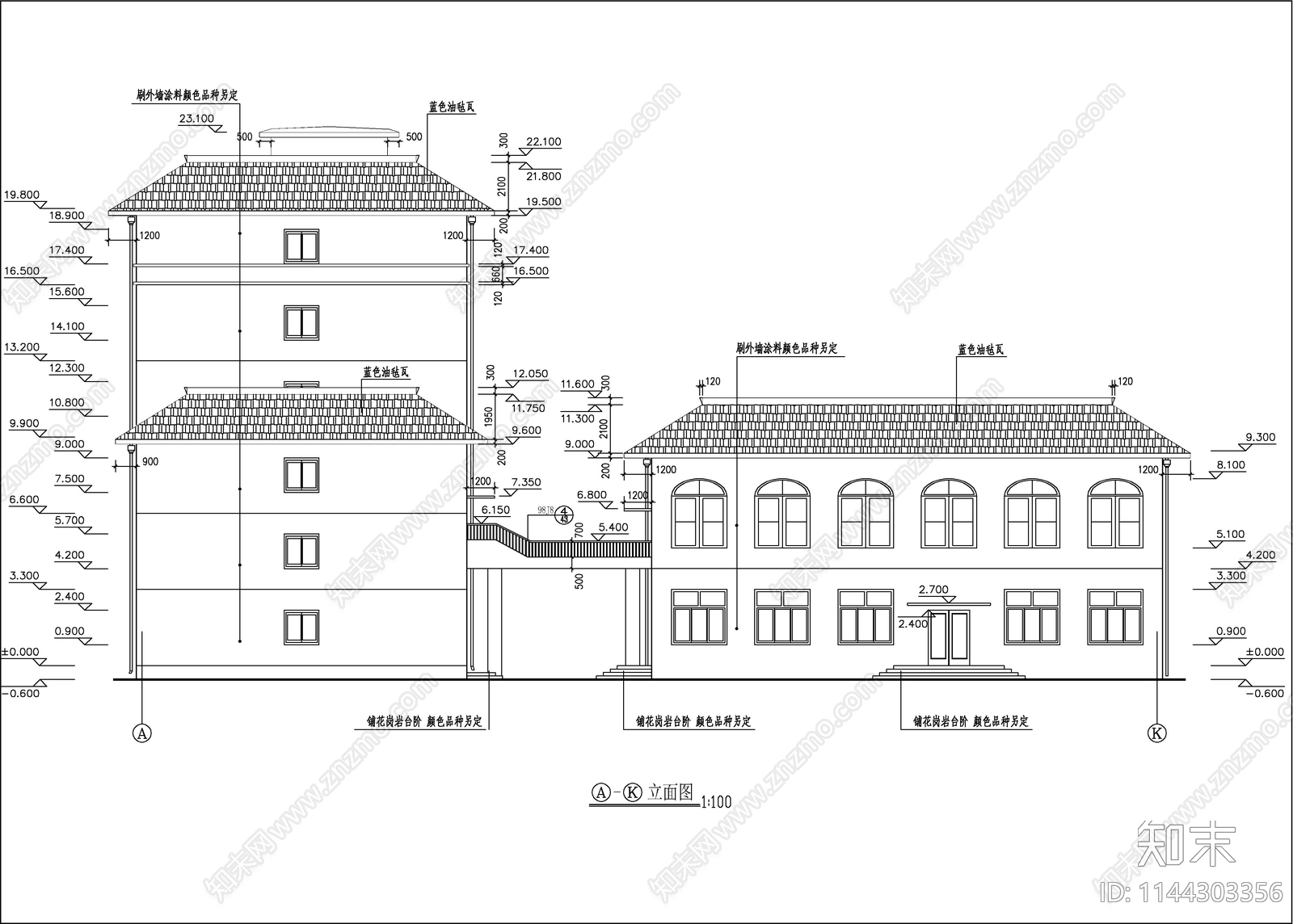 学校餐厅宿舍建筑cad施工图下载【ID:1144303356】