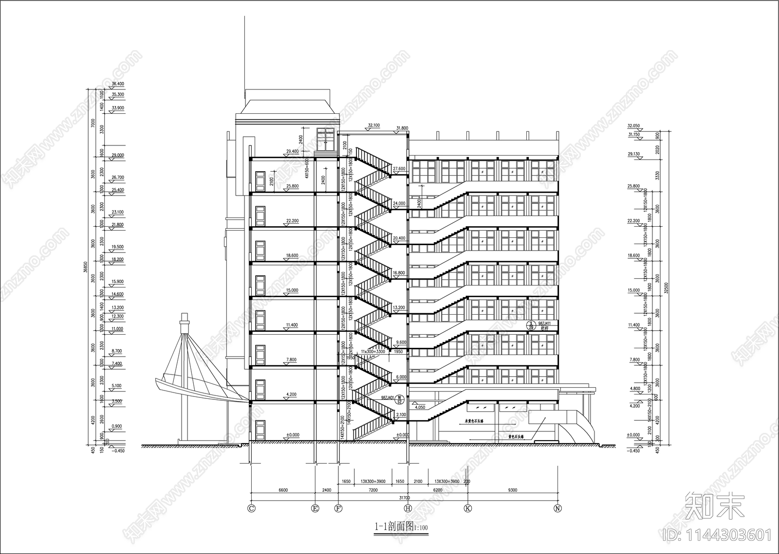 学校综合楼建筑cad施工图下载【ID:1144303601】