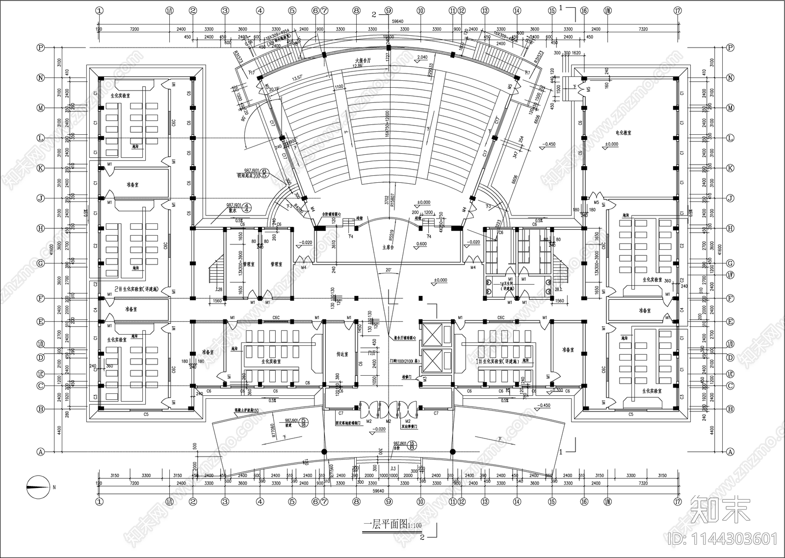 学校综合楼建筑cad施工图下载【ID:1144303601】