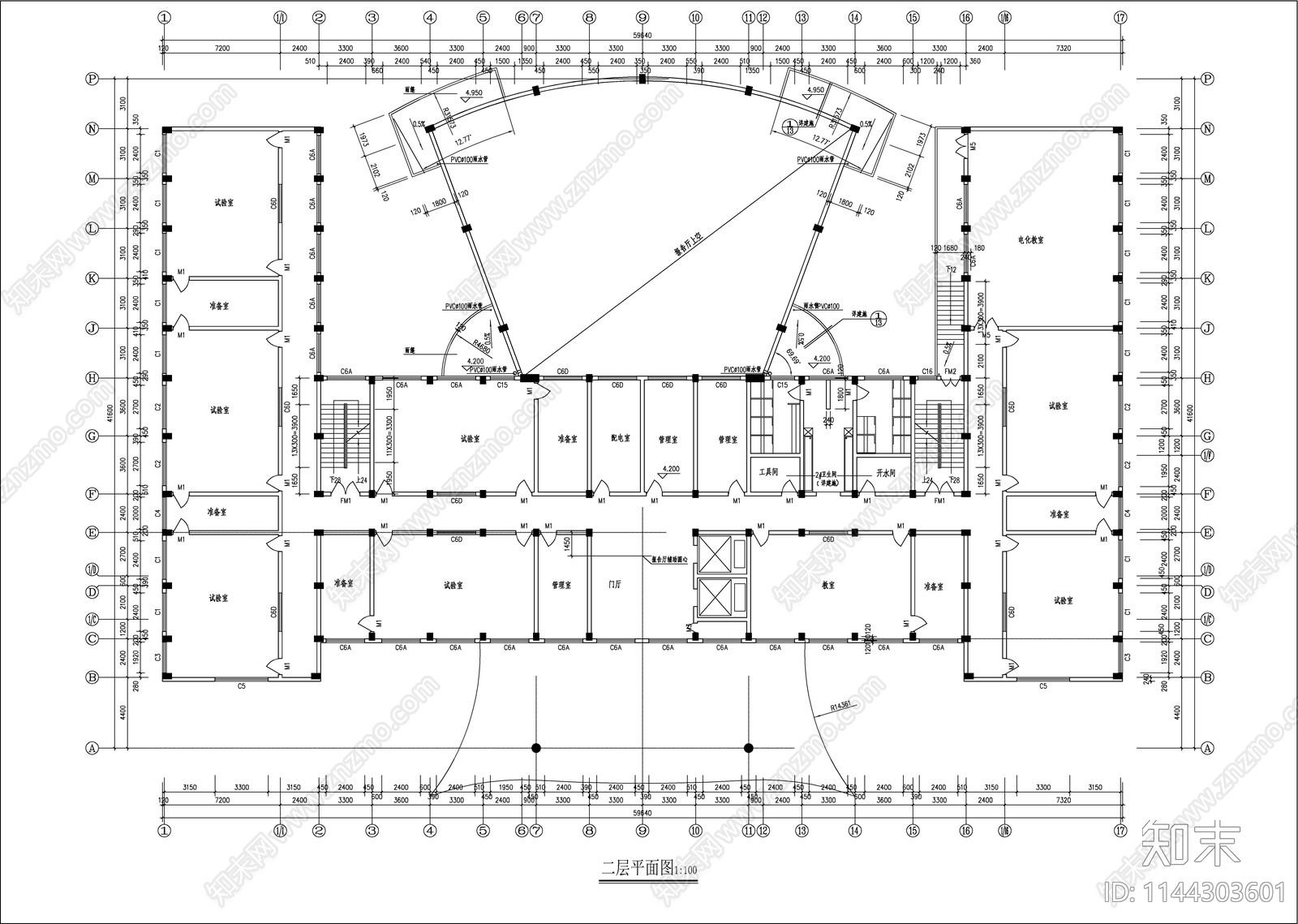 学校综合楼建筑cad施工图下载【ID:1144303601】