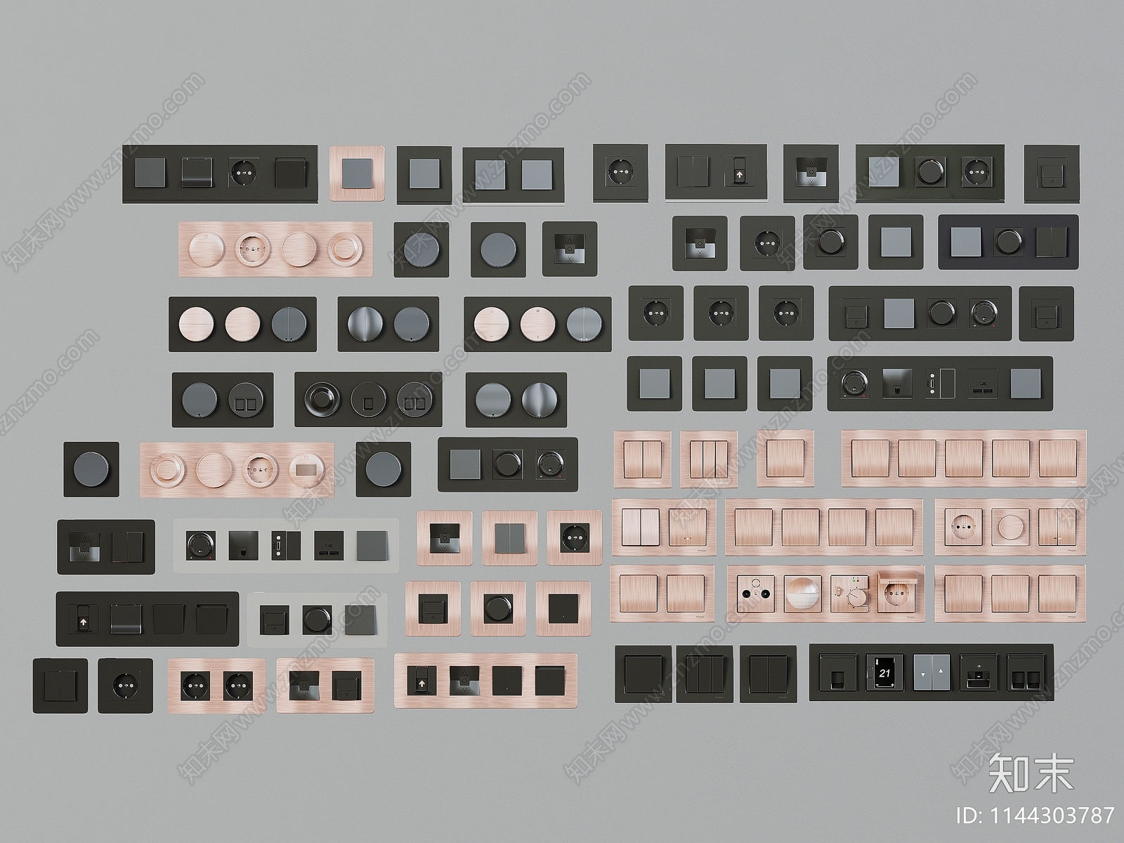 现代开关插座组合SU模型下载【ID:1144303787】