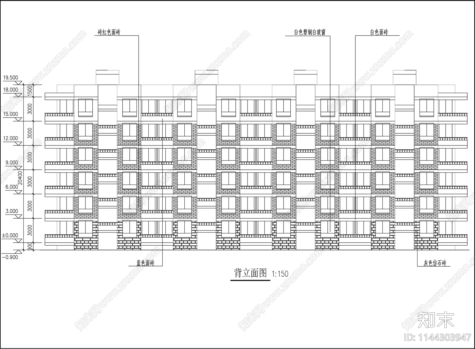 研究生公寓建筑cad施工图下载【ID:1144303947】