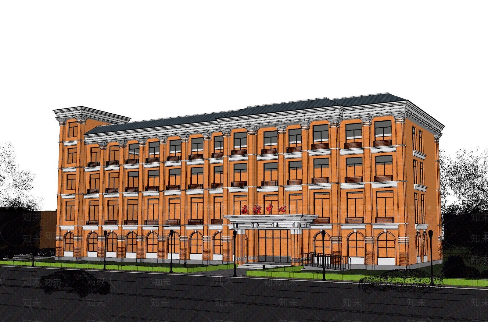 新中式医疗建筑SU模型下载【ID:1144303982】