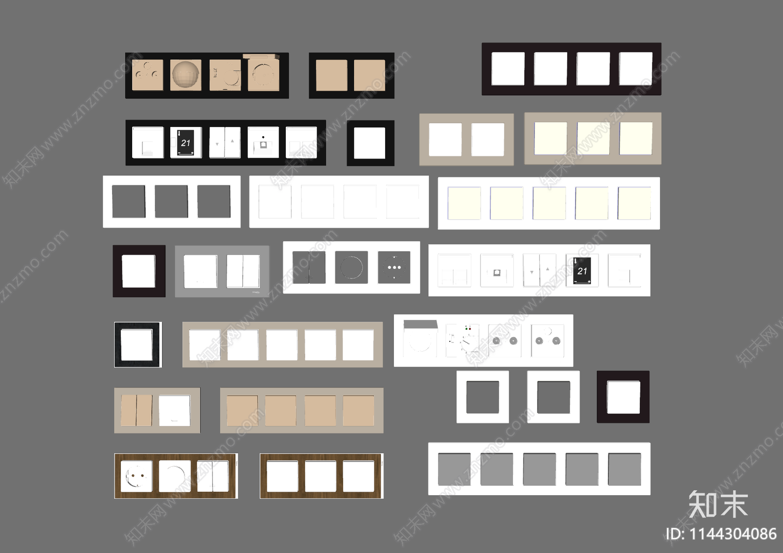 现代开关插座组合SU模型下载【ID:1144304086】
