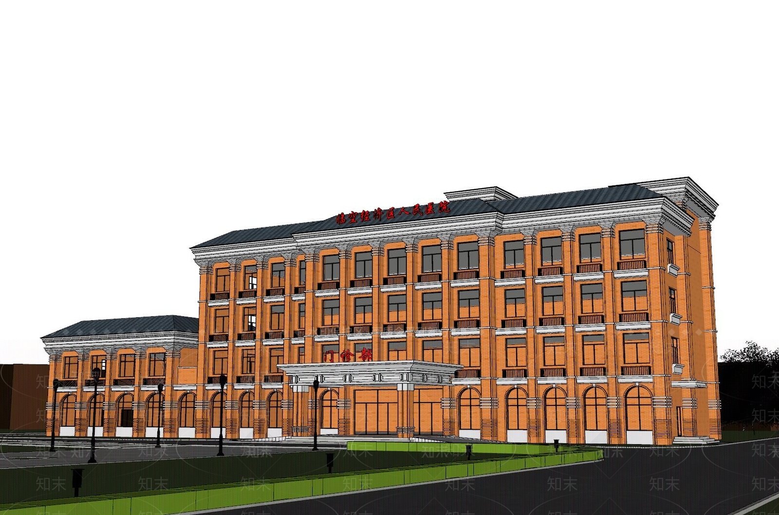新中式医疗建筑SU模型下载【ID:1144304094】