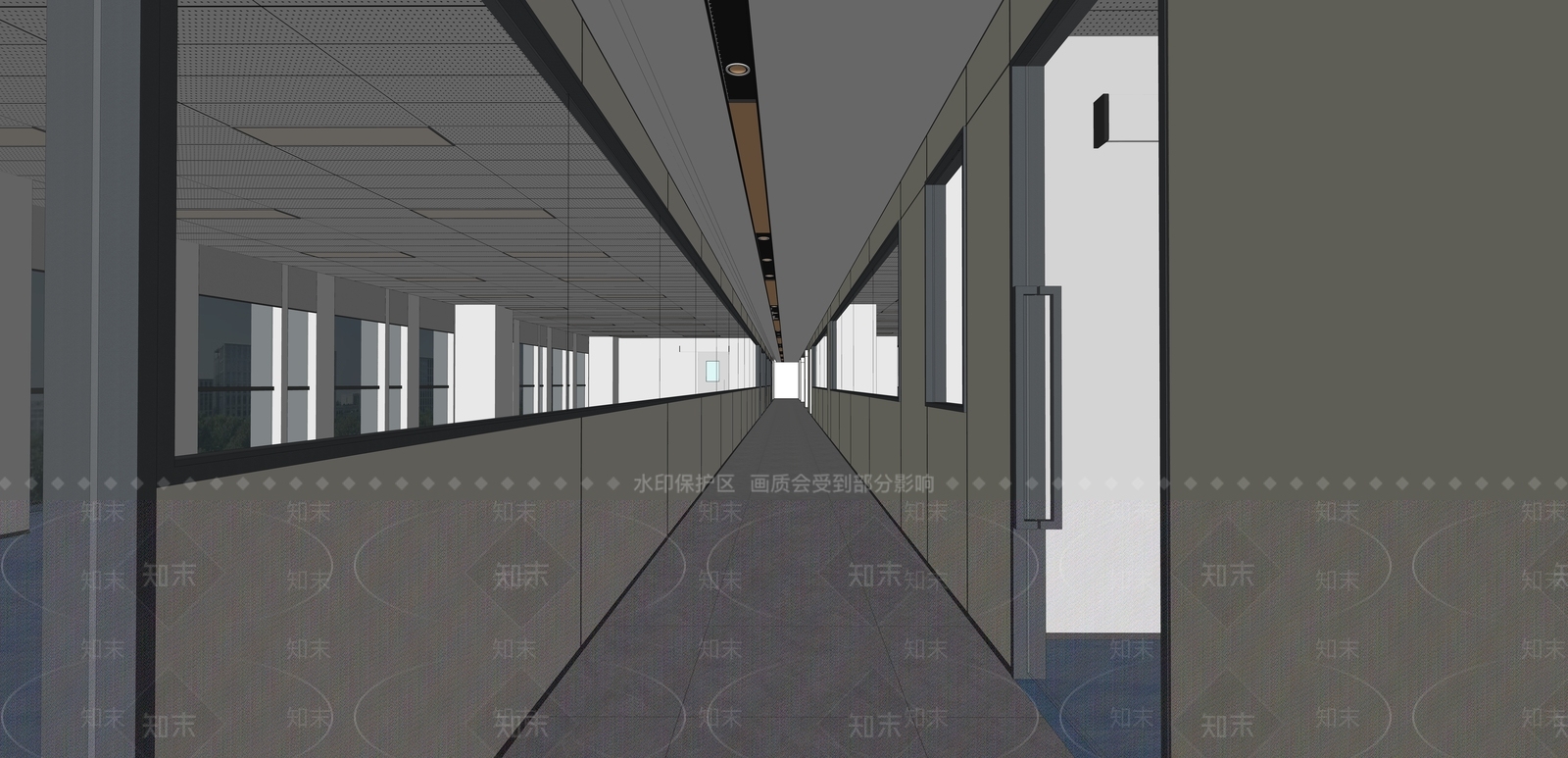 现代实验室走廊SU模型下载【ID:1144562139】