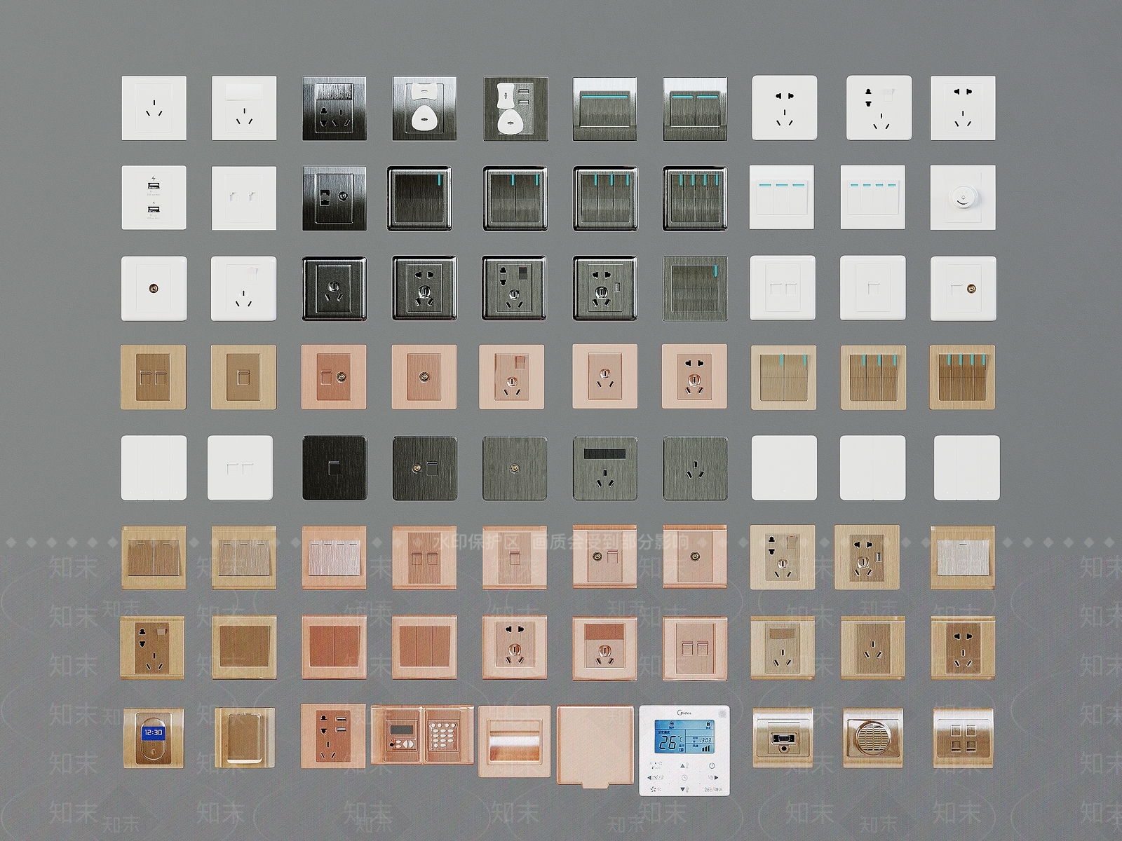 开关插座组合3D模型下载【ID:1144305536】