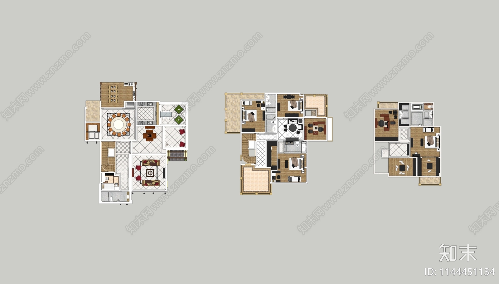 欧式家装鸟瞰SU模型下载【ID:1144451134】