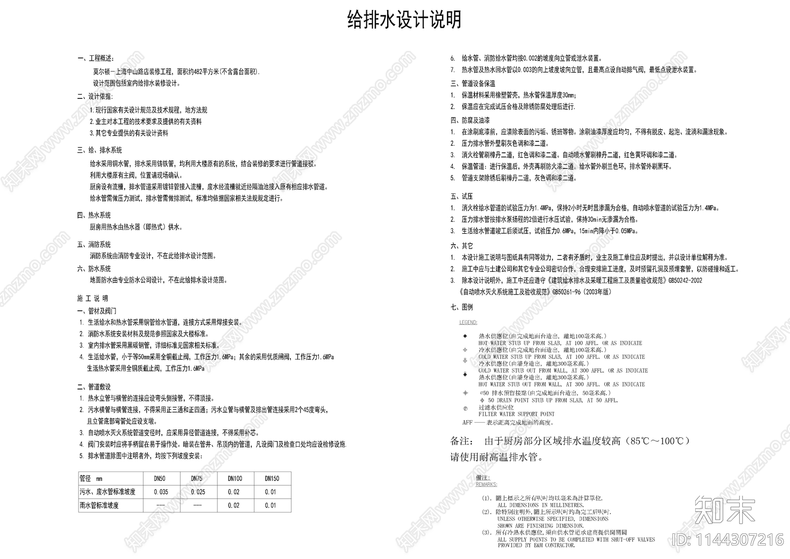 餐厅给排水目录设计说明材料cad施工图下载【ID:1144307216】