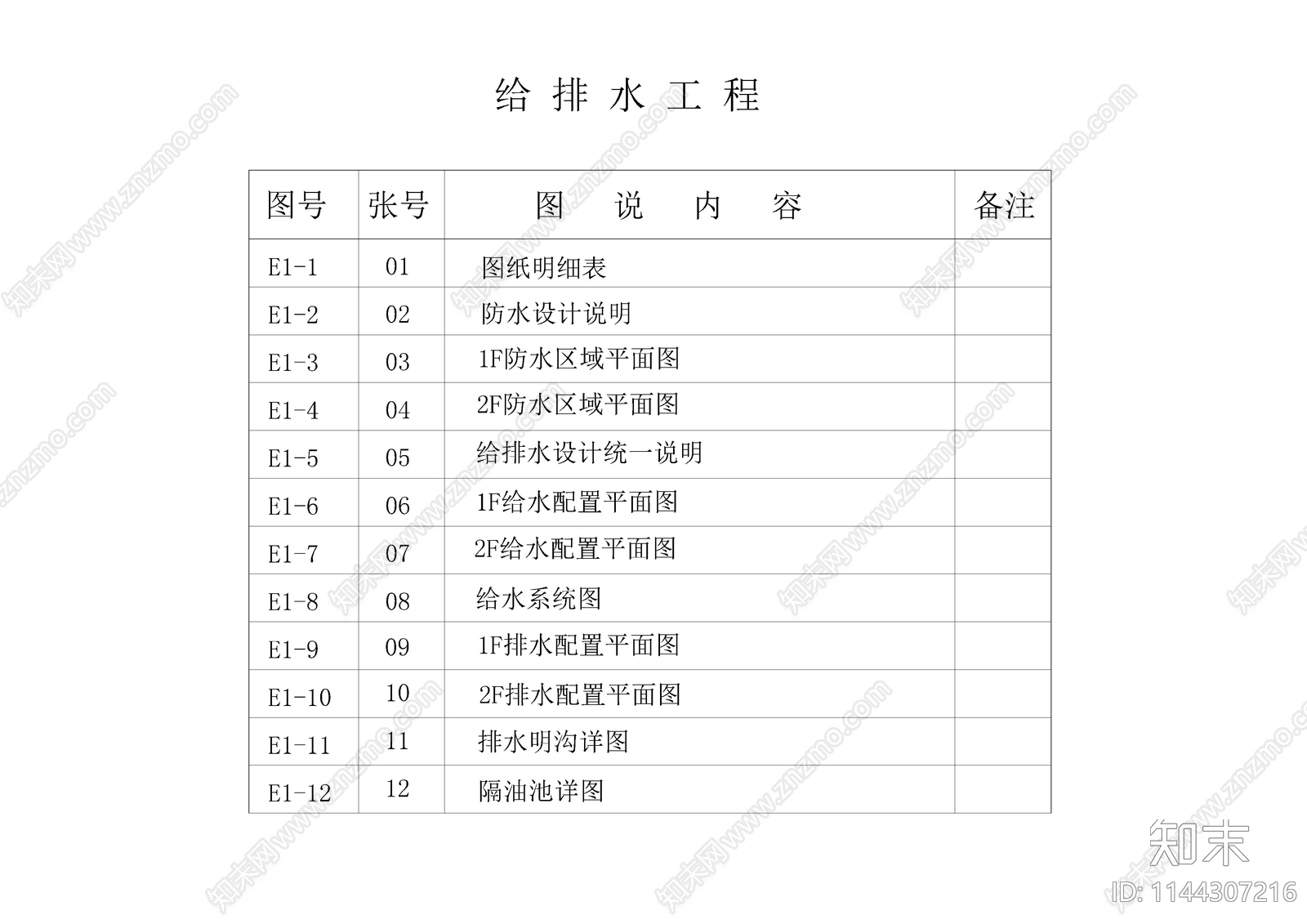 餐厅给排水目录设计说明材料cad施工图下载【ID:1144307216】