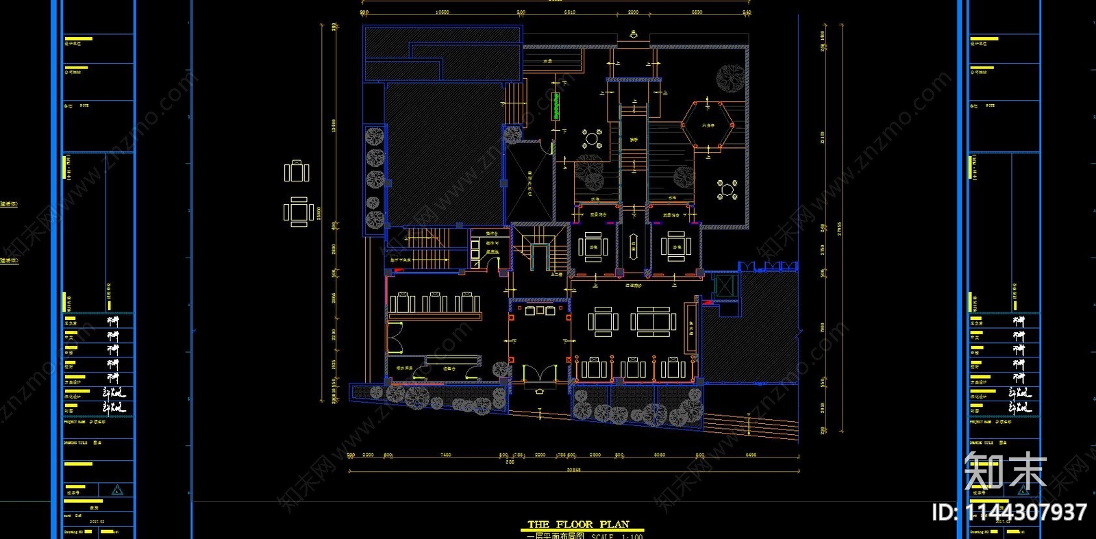 两层中式火锅店室内cad施工图下载【ID:1144307937】