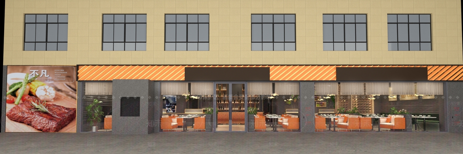 现代西餐厅3D模型下载【ID:1144318786】