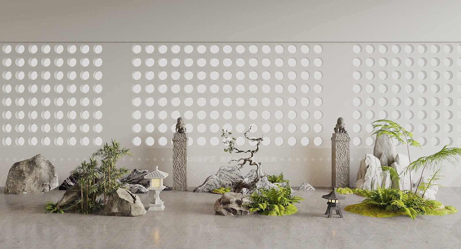 现代植物堆3D模型下载【ID:1144316098】