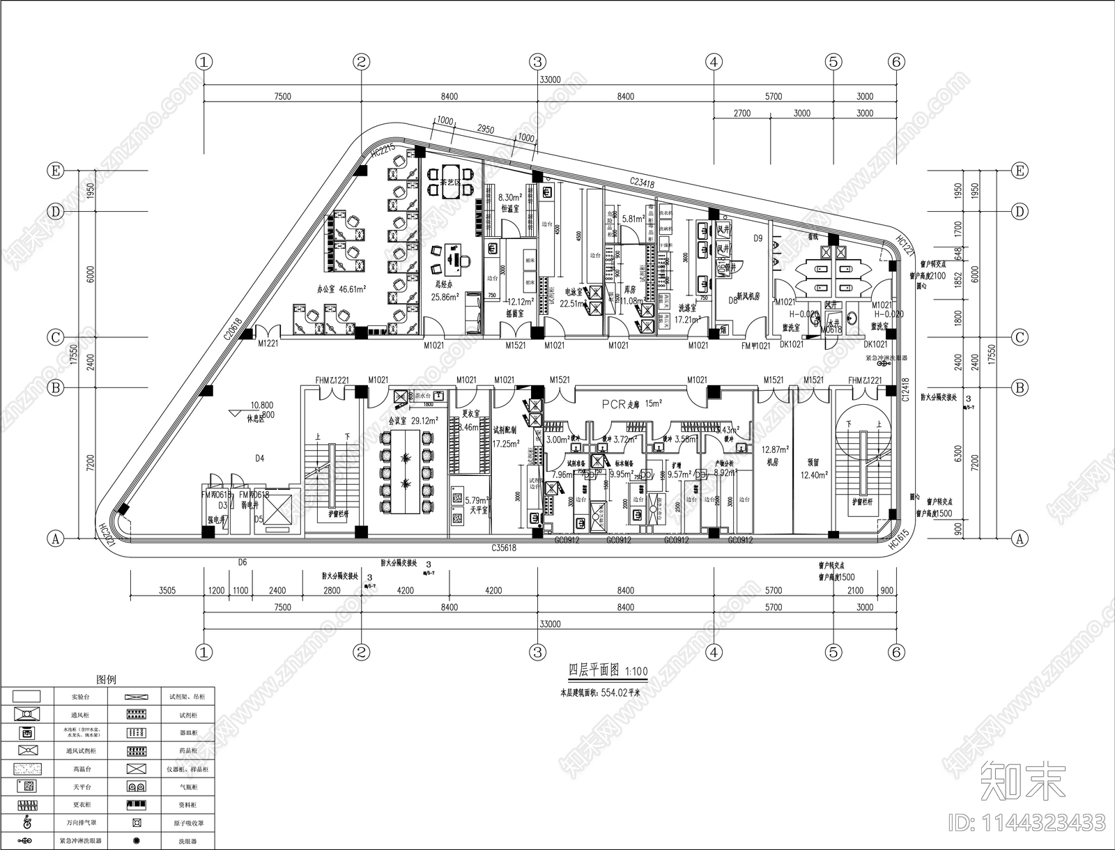 生物技术研发实验室装修电气给排水空调cad施工图下载【ID:1144323433】