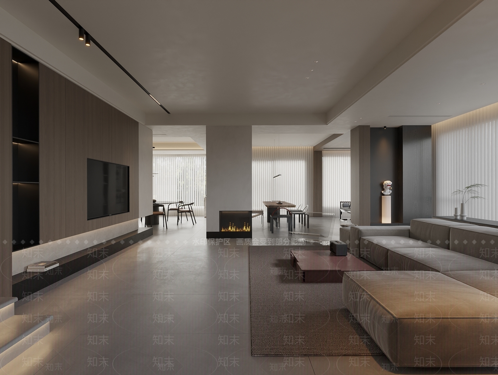 现代风格客餐厅SU模型下载【ID:1144324858】