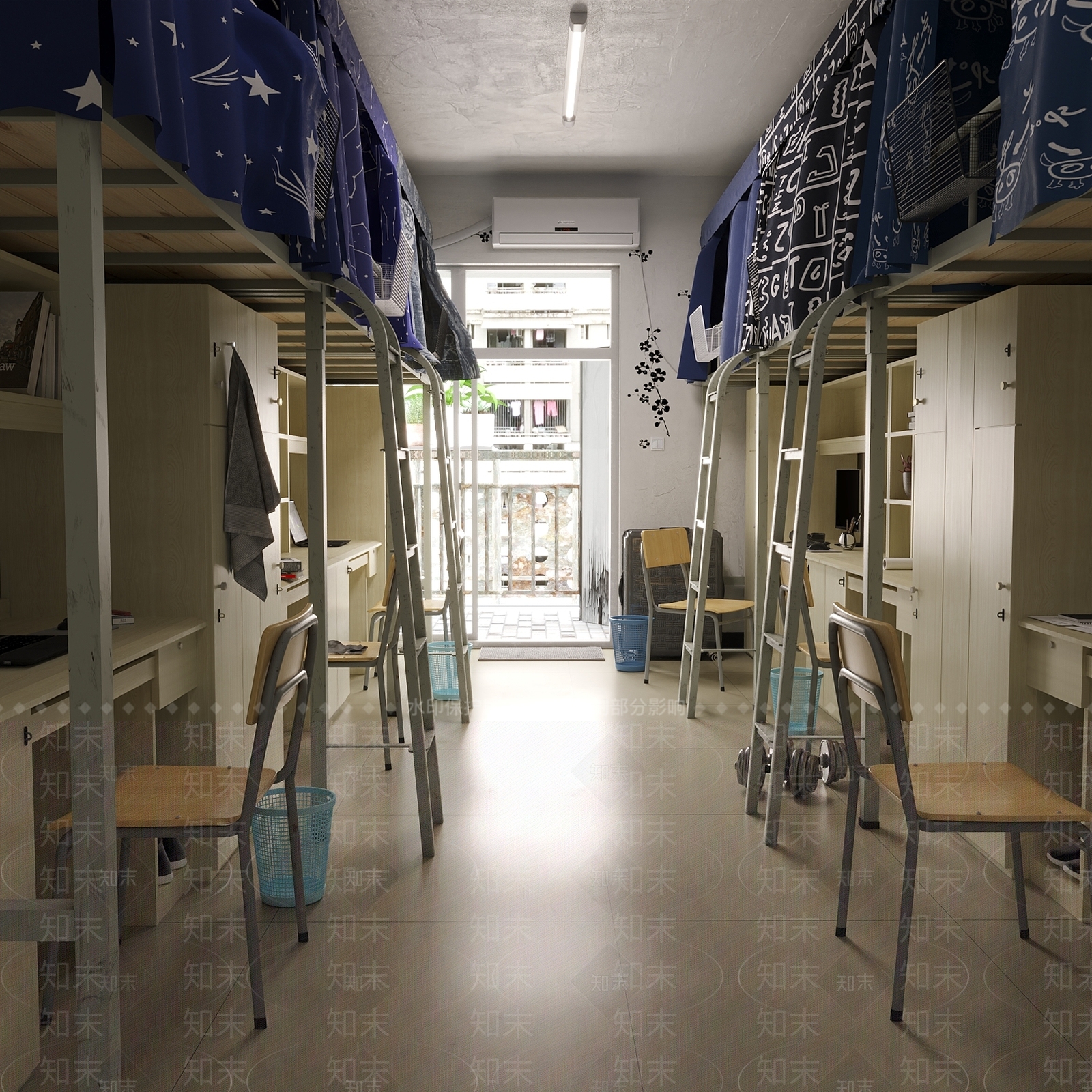现代风格学生宿舍SU模型下载【ID:1144325615】