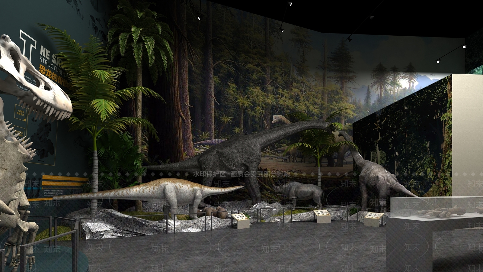 自然类展馆恐龙展厅3D模型下载【ID:1144330225】