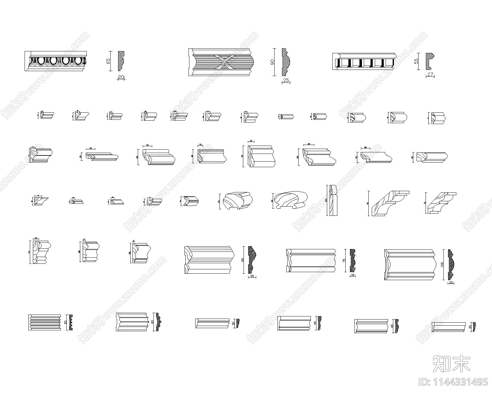 石材石膏线条施工图下载【ID:1144331495】